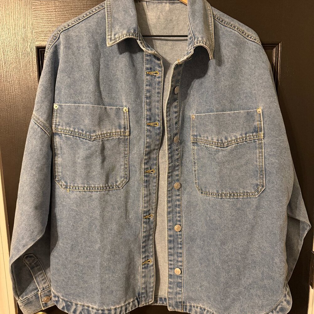Womens Denim Jacket Shirt Medium Weight Extra Large